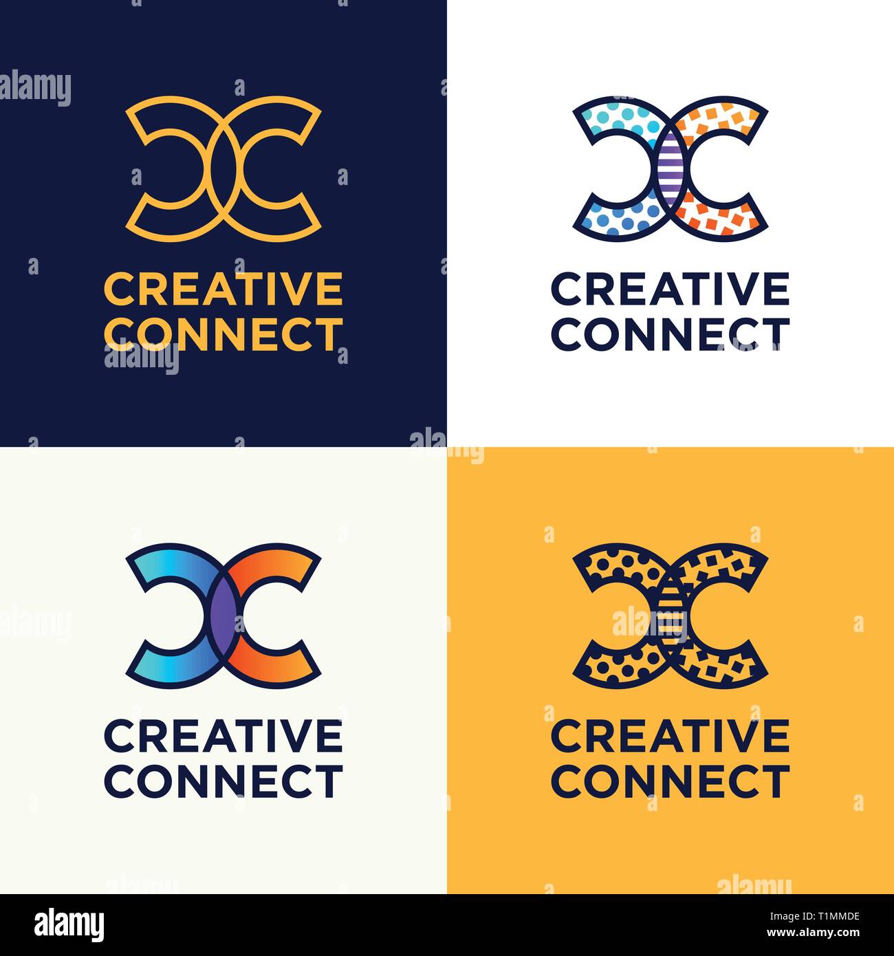 Doppelzimmer C schreiben Logo icon Vorlage Konnektivität, Technik, Netzwerk, digital, Firmenlogo Vector Illustration. Stock Vektor