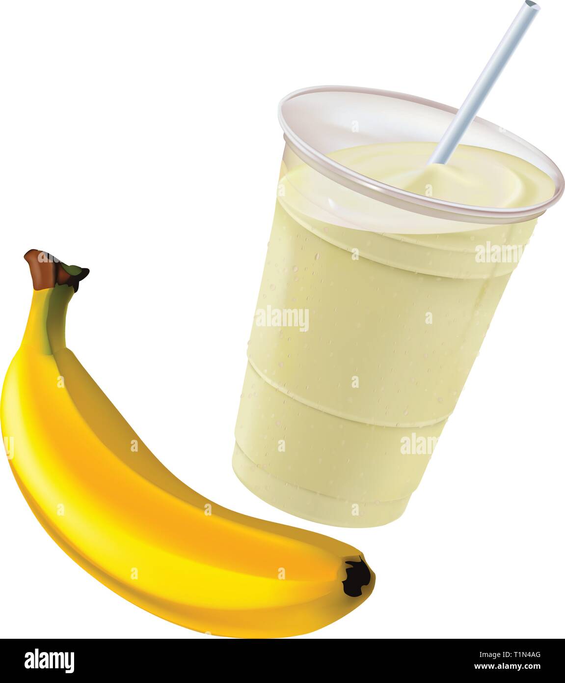 Banane in einem Milchshake, Vektor Stock Vektor