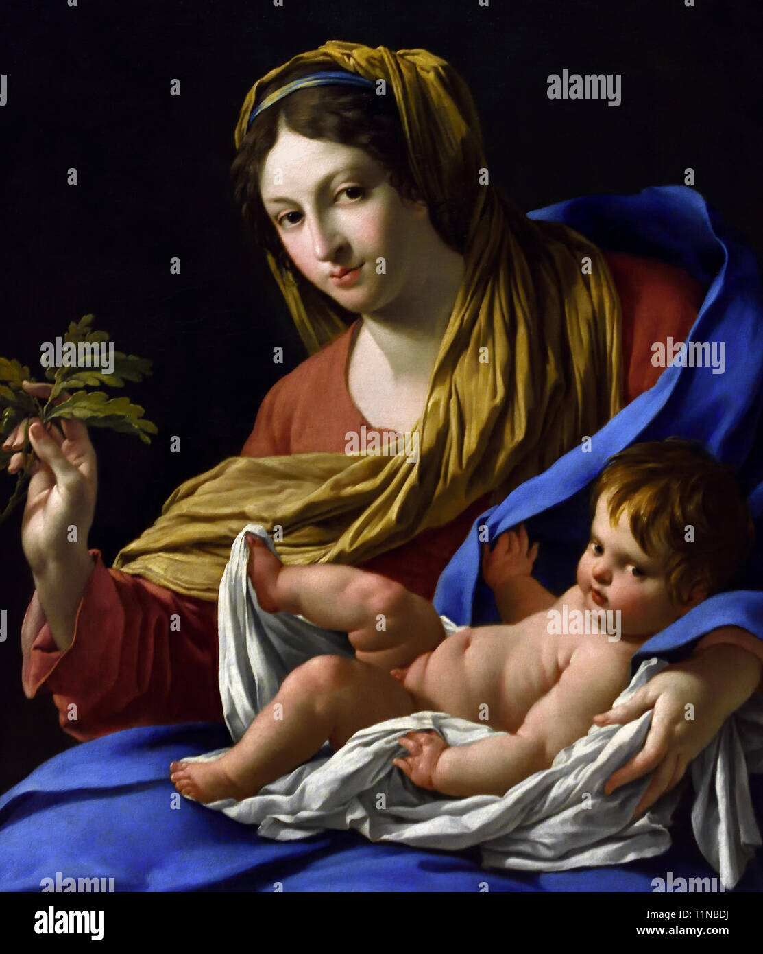 Er Jungfrau Holding eine Eiche Zweig, bekannt als das Hesselin Madonna 1640 Simon Vouet 1590-1649 Französisch Französisch. Stockfoto