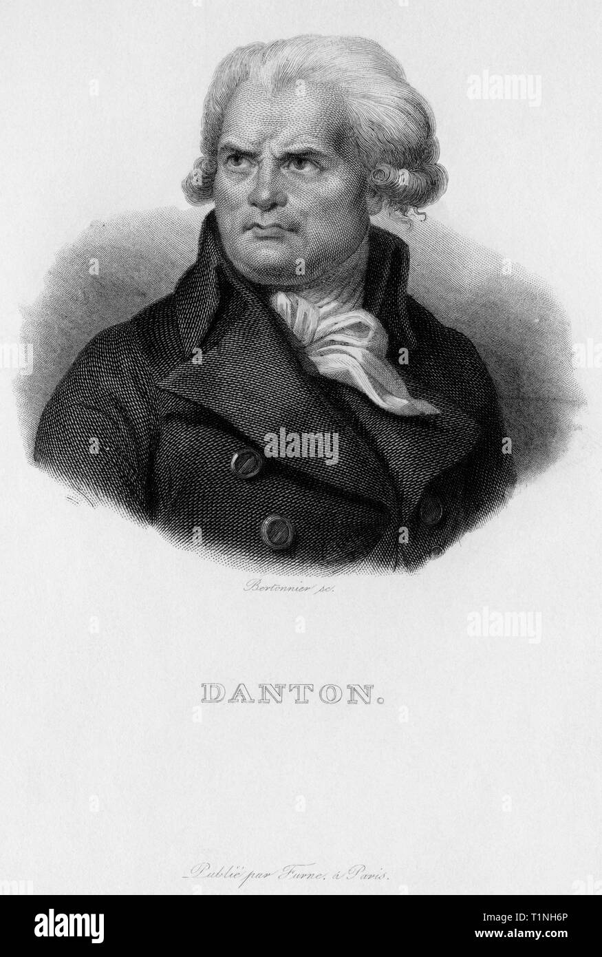 Europa, Frankreich, Georges Jacques Danton, französischer Politiker Revolutionärund, Porträt, Kupferstich von Bertonnier, herausgegeben von Furne, Par Stockfoto