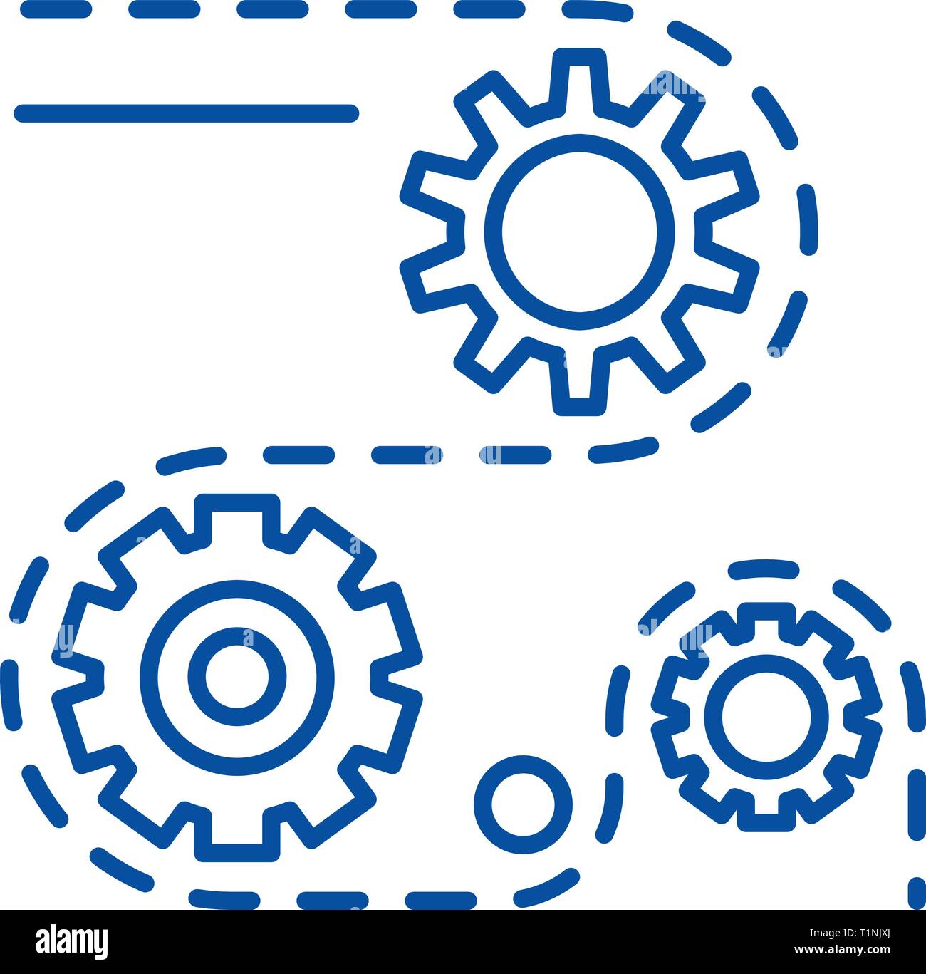 Herstellungsverfahren Symbol Leitung Konzept. Herstellungsverfahren flachbild Vektor Symbol, Zeichen, umriss Abbildung. Stock Vektor
