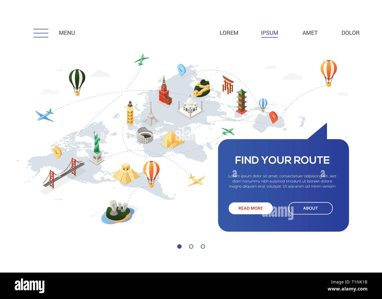 Finden Sie Ihre Route - bunte isometrische Web Banner Stock Vektor