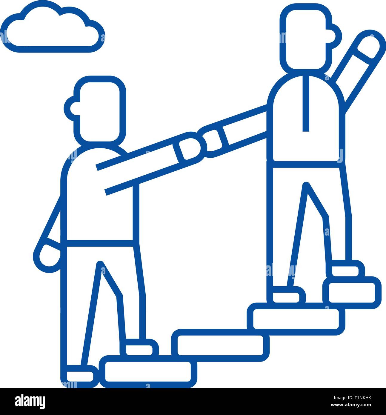 Mentor, Unterstützung, Mentoring, wenn das Ziel Symbol Leitung Konzept. Mentor, Unterstützung, Mentoring, wenn das Ziel flachbild Vektor Symbol, Zeichen, umriss Abbildung. Stock Vektor