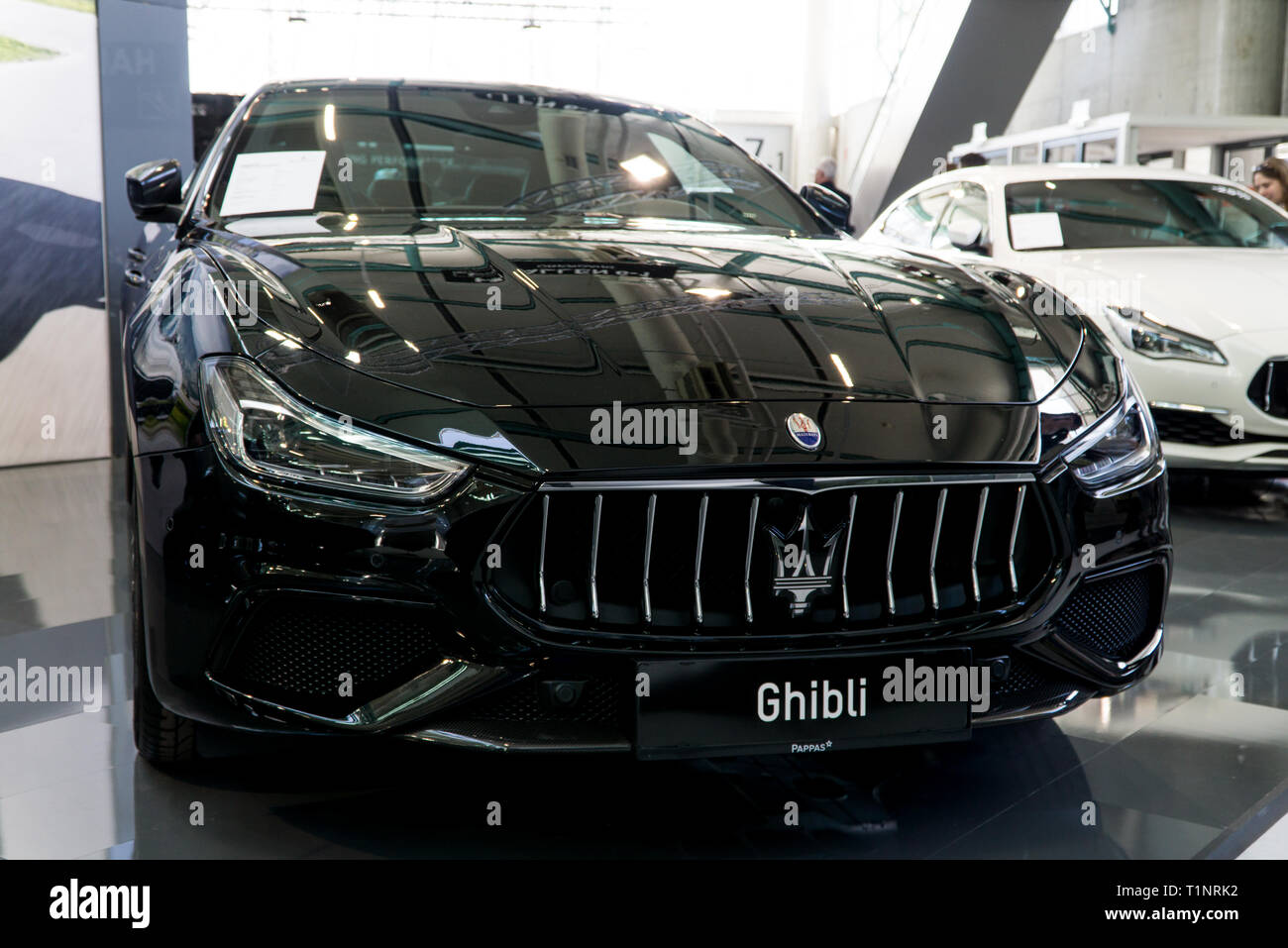 Salzburg, Österreich - 23. März 2019: Eine neue Maserati Ghibli auf der Auto Show Stockfoto