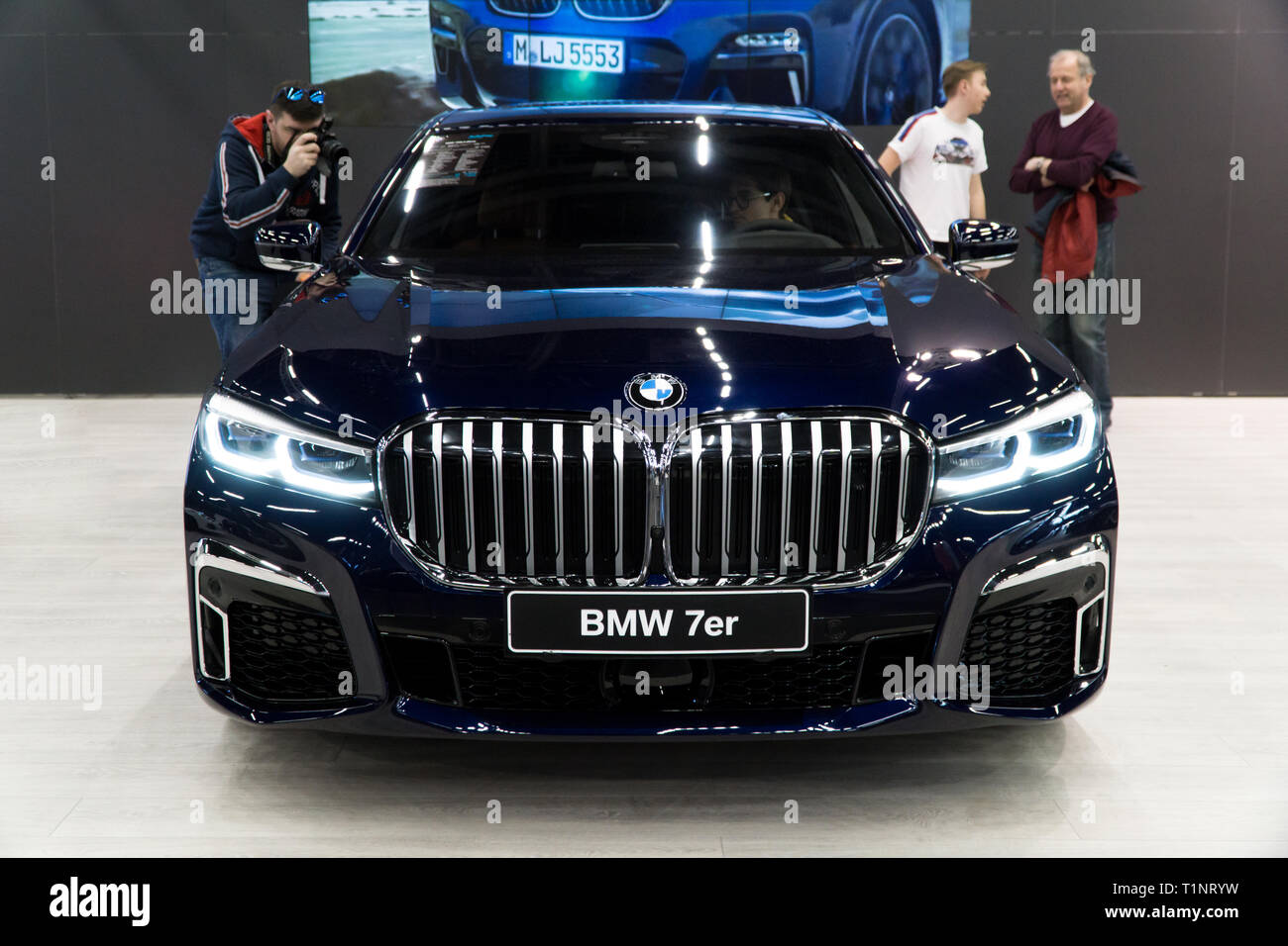 Salzburg, Österreich - 23. März 2019: Der 7er BMW Limousine auf der Auto Expo Stockfoto