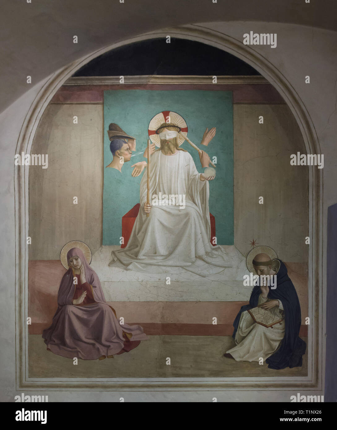 Fresko bin Ocking von Christus" von der italienischen Frührenaissance Maler Fra Angelico (1440-1442) an der Wand in die Zelle des Mönchs im San Marco Kloster lackiert (Convento di San Marco), nun das San Marco Museum (Museo Nazionale di San Marco) in Florenz, Toskana, Italien. Stockfoto