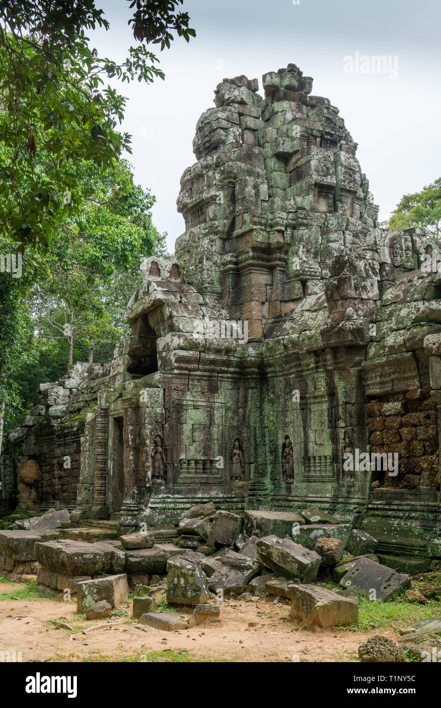 Eines der Tore zum Ta Prohm Tempel in der Nähe von Angkor Wat in Kambodscha Stockfoto