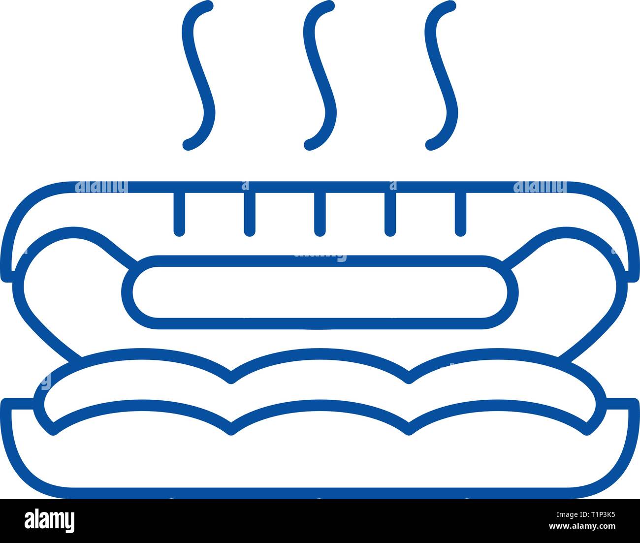 Hot dog Symbol Leitung Konzept. Hot dog Flachbild vektor Symbol, Zeichen, umriss Abbildung. Stock Vektor