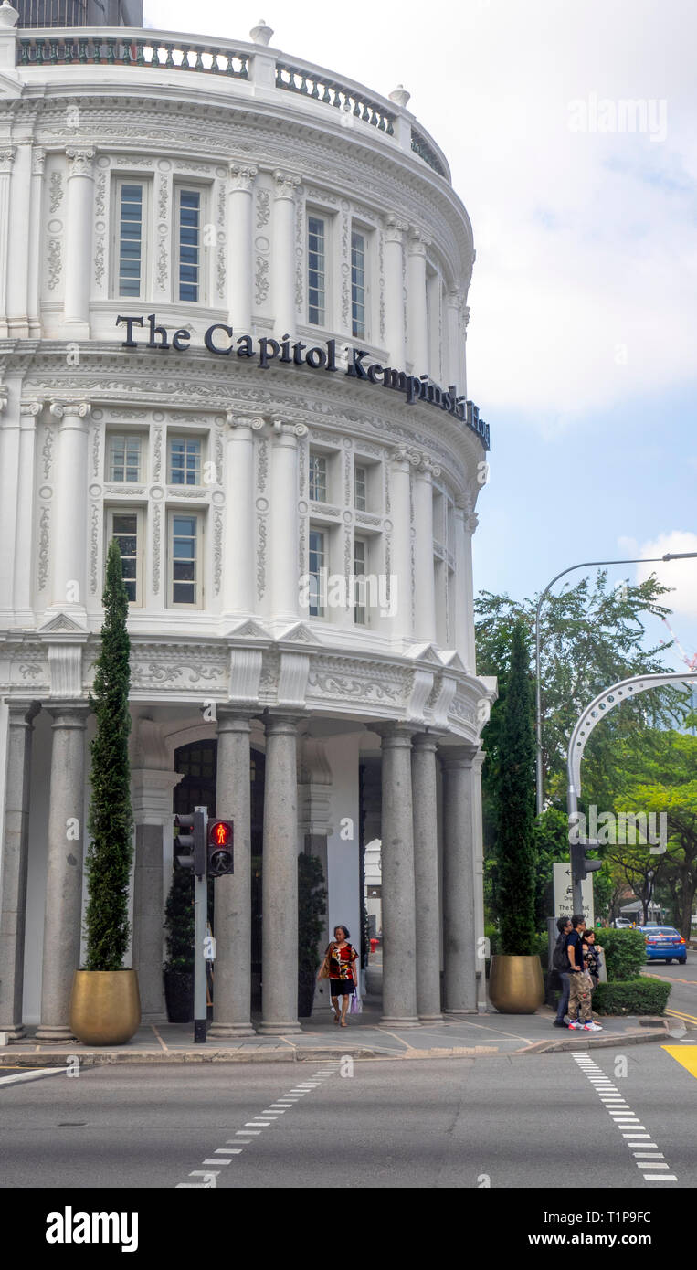 Die koloniale Architektur Capitol Kempinski Hotel Singapur Stockfoto