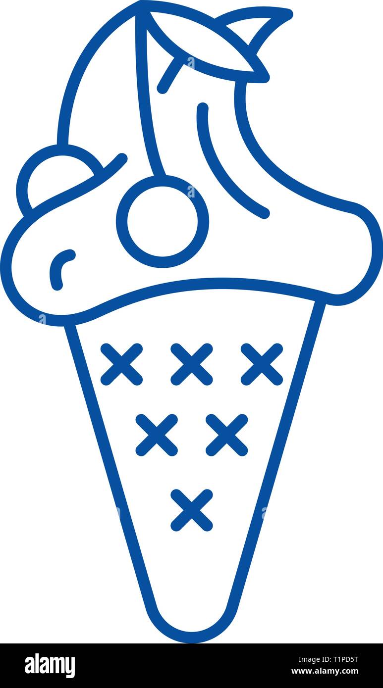 Kirsch Eis Symbol Leitung Konzept. Kirsch Eis flachbild Vektor Symbol, Zeichen, umriss Abbildung. Stock Vektor