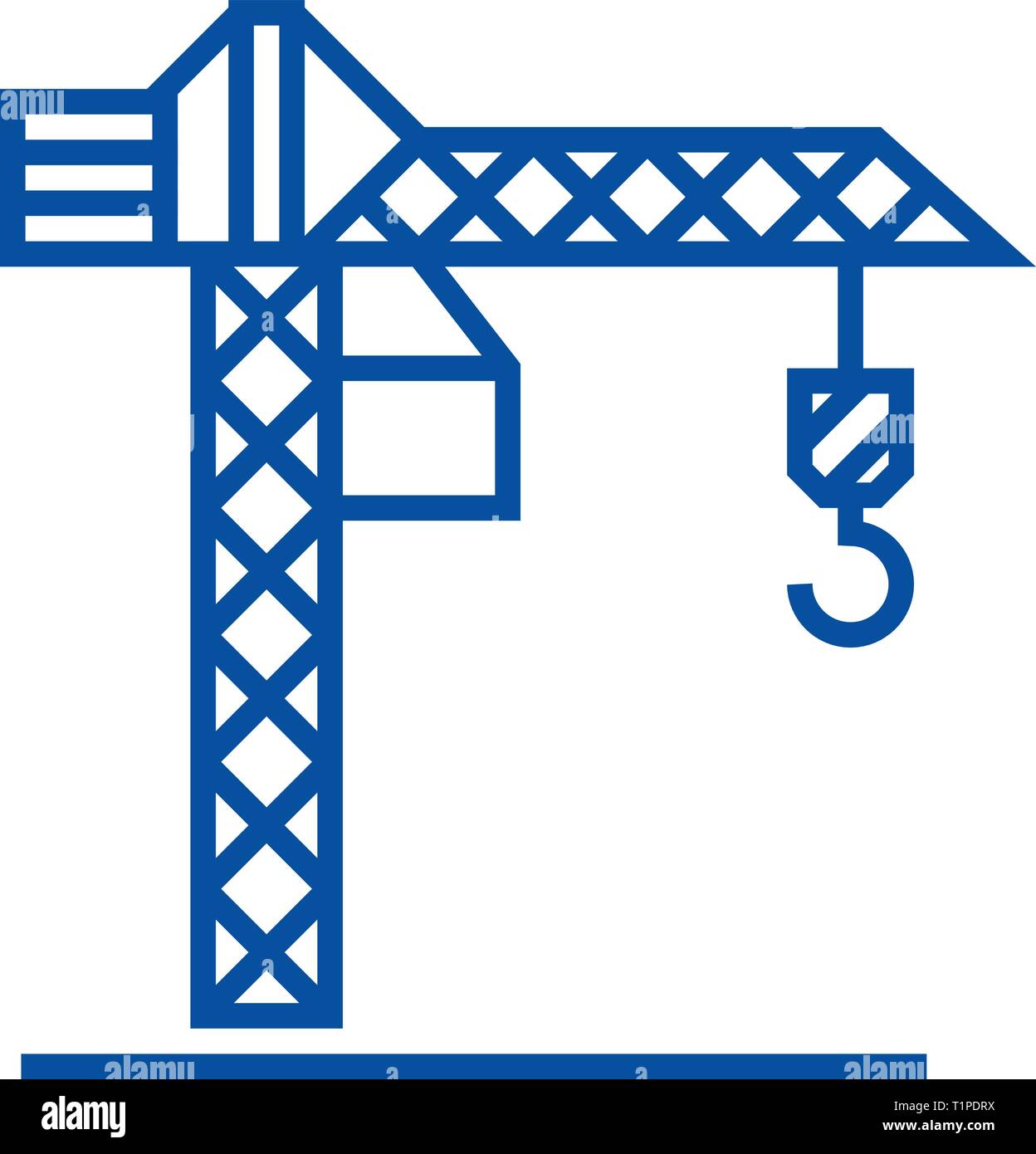 Baukran Symbol Leitung Konzept. Baukran flachbild Vektor Symbol, Zeichen, umriss Abbildung. Stock Vektor