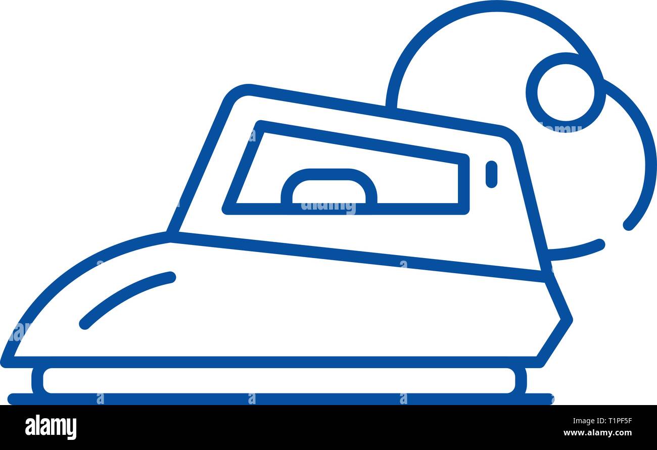 Elektrische Bügeleisen Symbol Leitung Konzept. Elektrische Bügeleisen flachbild Vektor Symbol, Zeichen, umriss Abbildung. Stock Vektor