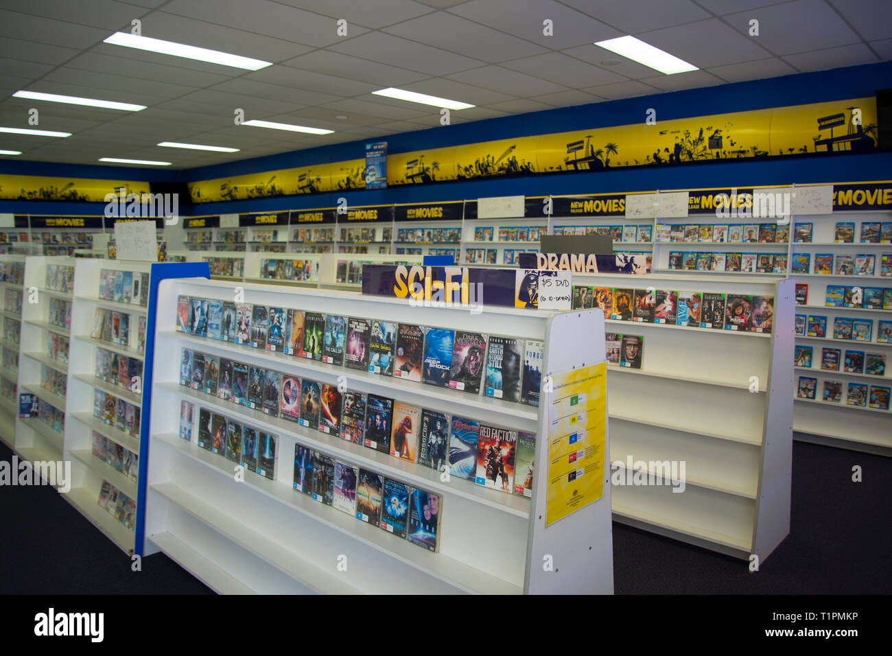 PERTH, Australien - März 13, 2019: Die letzten Blockbuster Video Store in Australien die Schließung in der Vorstadt von Morley Stockfoto