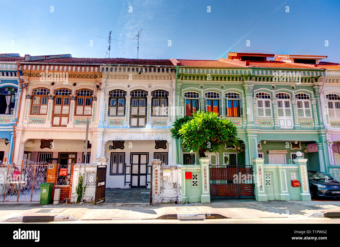 Historische Peranakan Häuser in Joo Chiat, Singapur Stockfoto