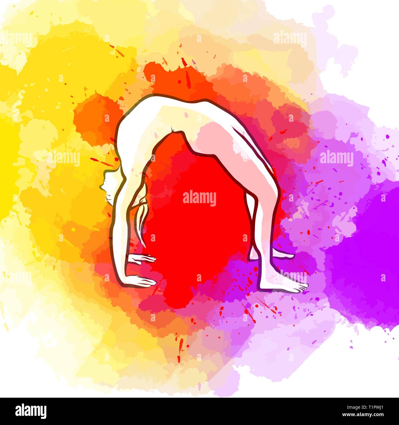 Kreative Brücke Yoga dar. Handgezeichneten Vector Illustration, gesunde Übung Serie. Stock Vektor