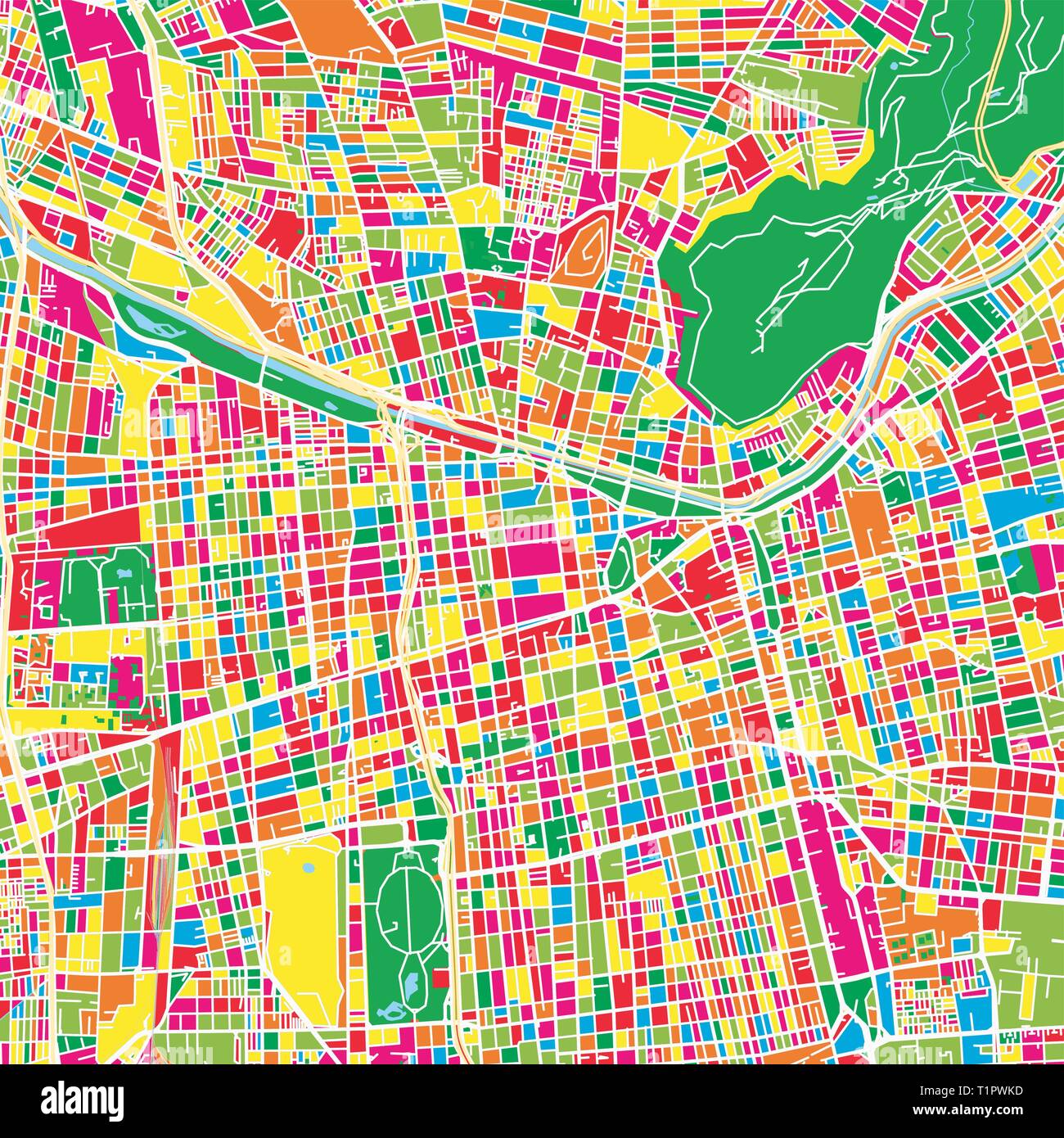 Santiago de Chile bunte Karte Vorlage. Wall Art vector Pattern. Stock Vektor
