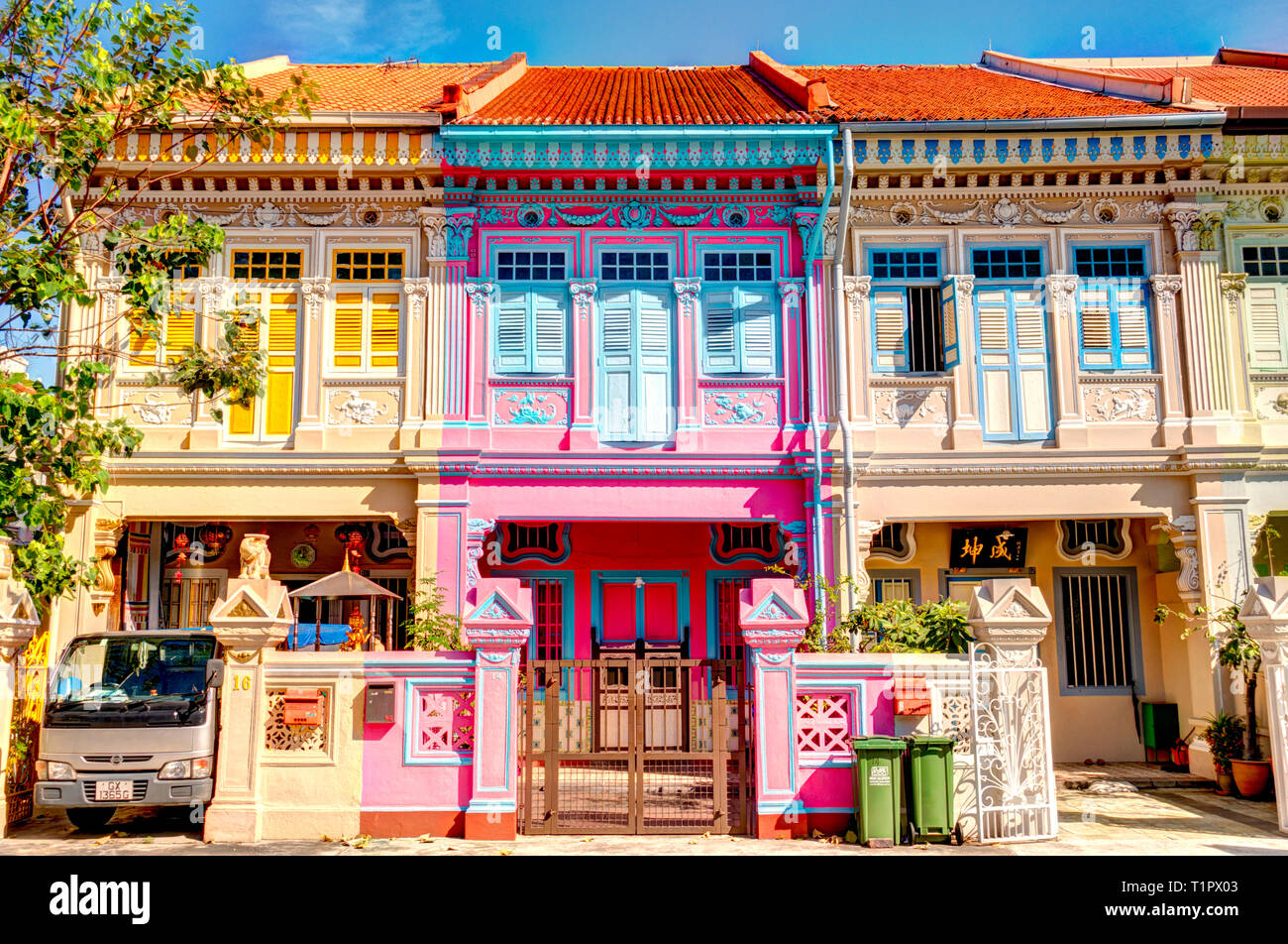 Historische Peranakan Häuser in Joo Chiat, Singapur Stockfotografie Alamy