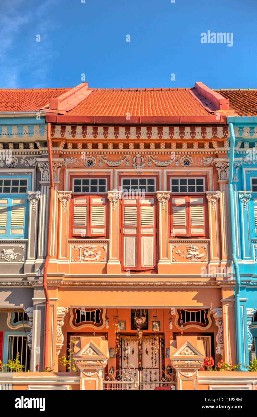 Historische Peranakan Häuser in Joo Chiat, Singapur Stockfoto