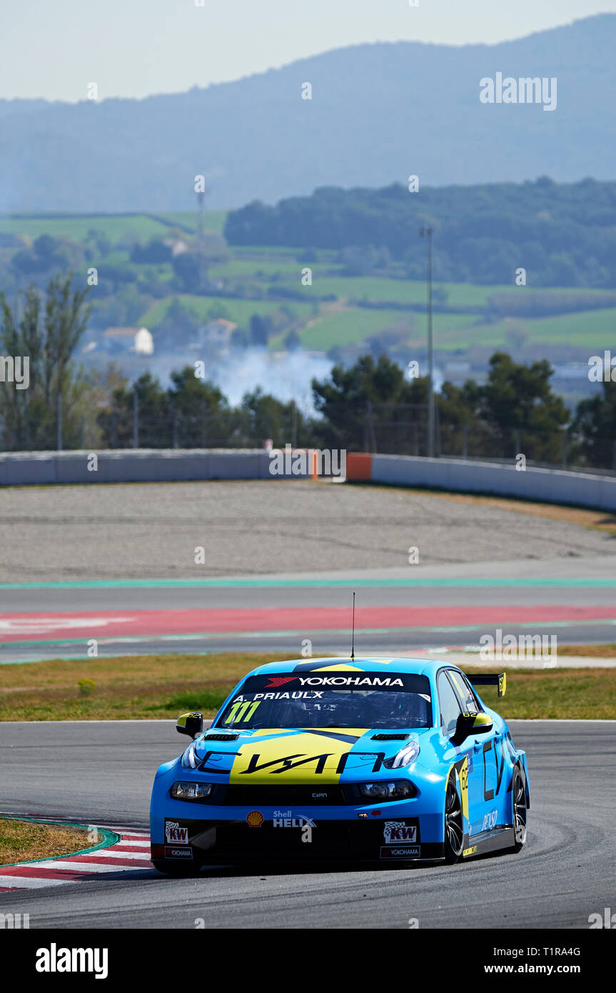 Circuit de Barcelona-Catalunya, Barcelona, Spanien. 28. März, 2019. FIA Tourenwagen Meisterschaft, Prüfung Tag 1; Andy Priaulx (GBR), Lynk und Co 03 TCR in Aktion während der WTCR offizielle Test Credit: Aktion plus Sport/Alamy leben Nachrichten Stockfoto