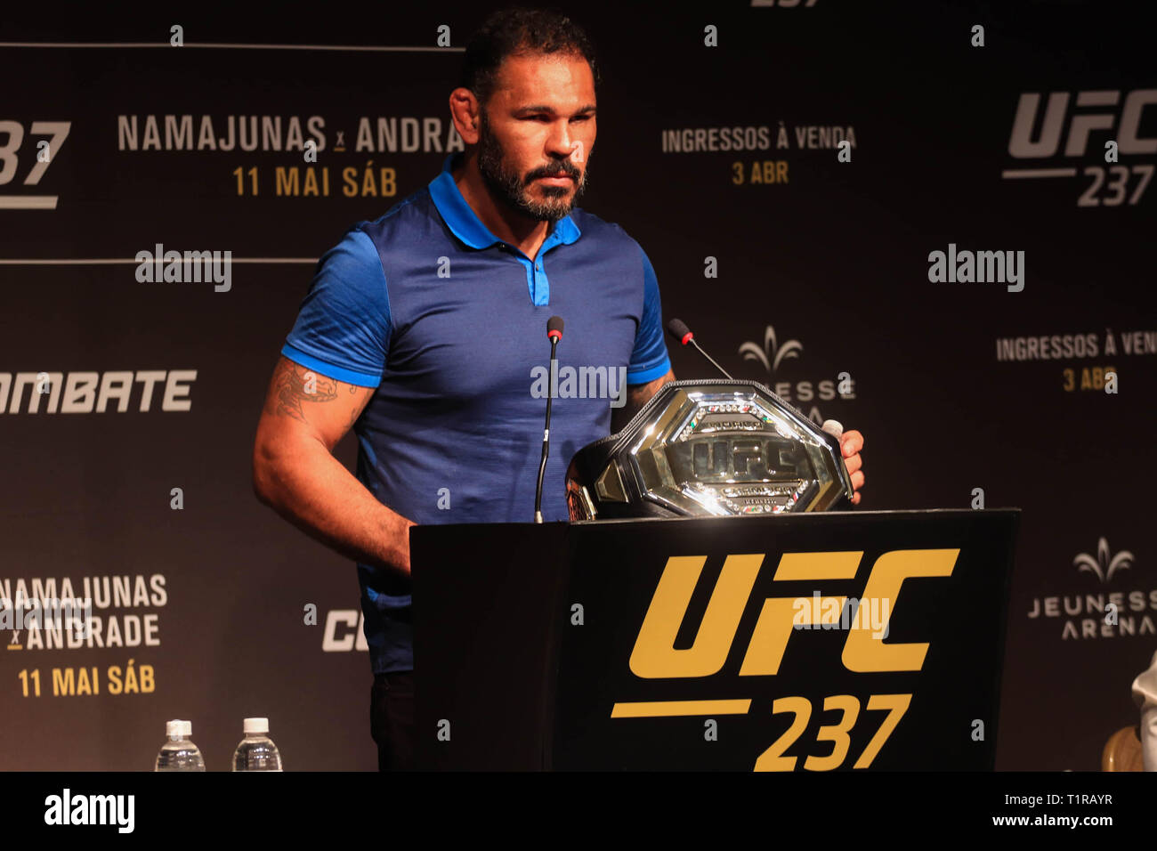 UFC 237: Namajunas X Andrade - ehemaliger UFC brasilianischen Botschafter Rodrigo Minotauro während einer Pressekonferenz für die Eröffnung Ankündigung der UFC 237: Namajunas X Andrade, Veranstaltung für Mai 11 an der Jeunesse Arena geplant in Rio de Janeiro. Foto: Jotta de Mattos/AGIF Stockfoto