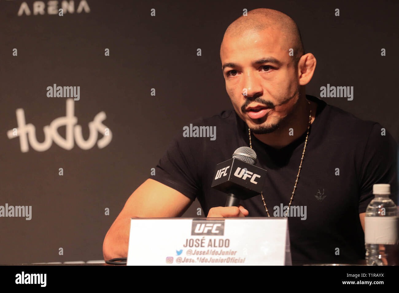 RJ - Rio de Janeiro - 03/23/2019 - UFC 237: Namajunas X Andrade - Der Kämpfer Jose Aldo während einer Pressekonferenz für die Eröffnung Ankündigung der UFC 237: Namajunas X Andrade, Event für den 11. in Jeunesse Arena geplant, in Rio de Janeiro. Foto: Jotta de Mattos/AGIF Stockfoto