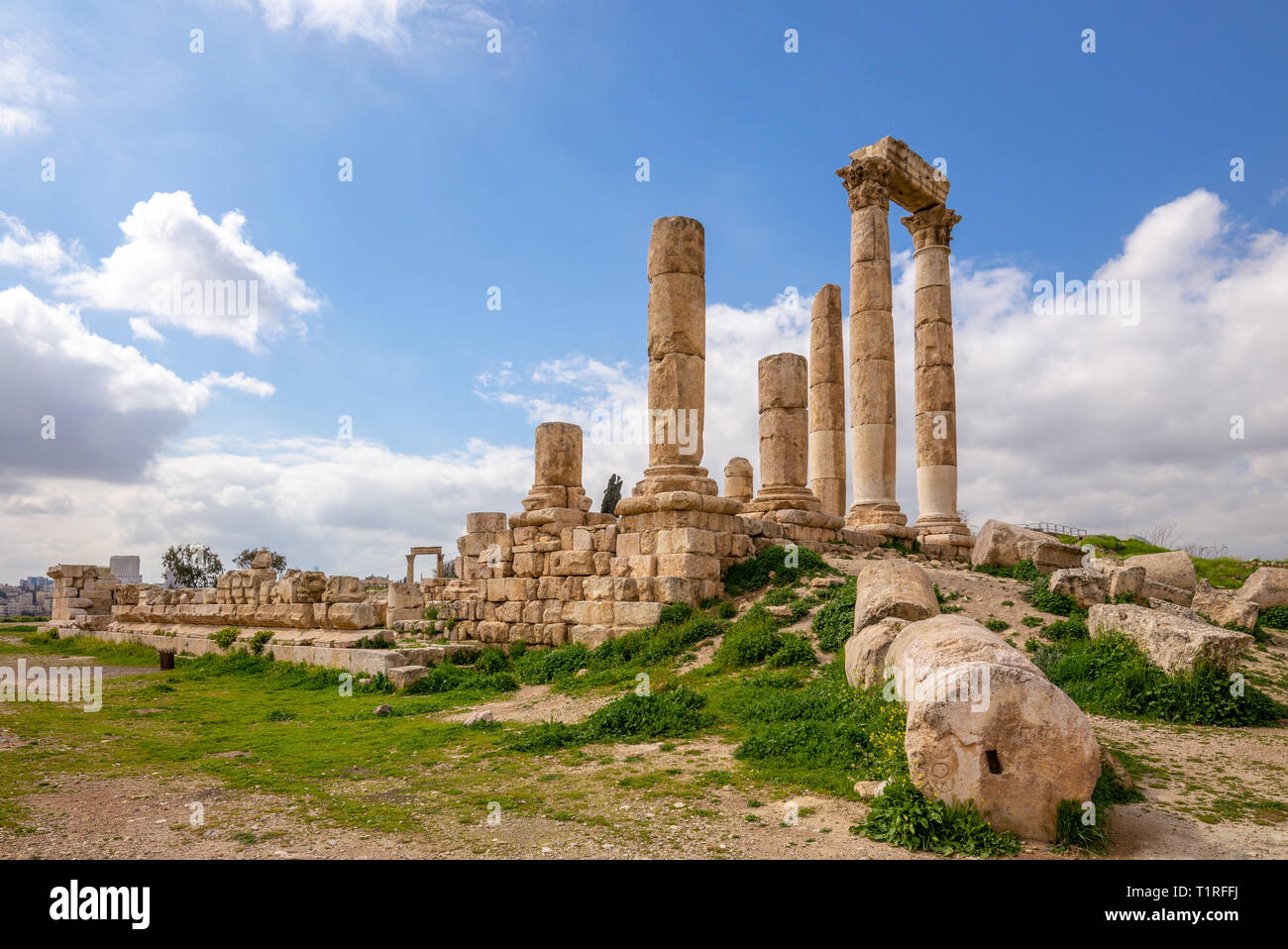 Tempel des Herkules auf der Zitadelle von Amman in Jordanien Stockfoto