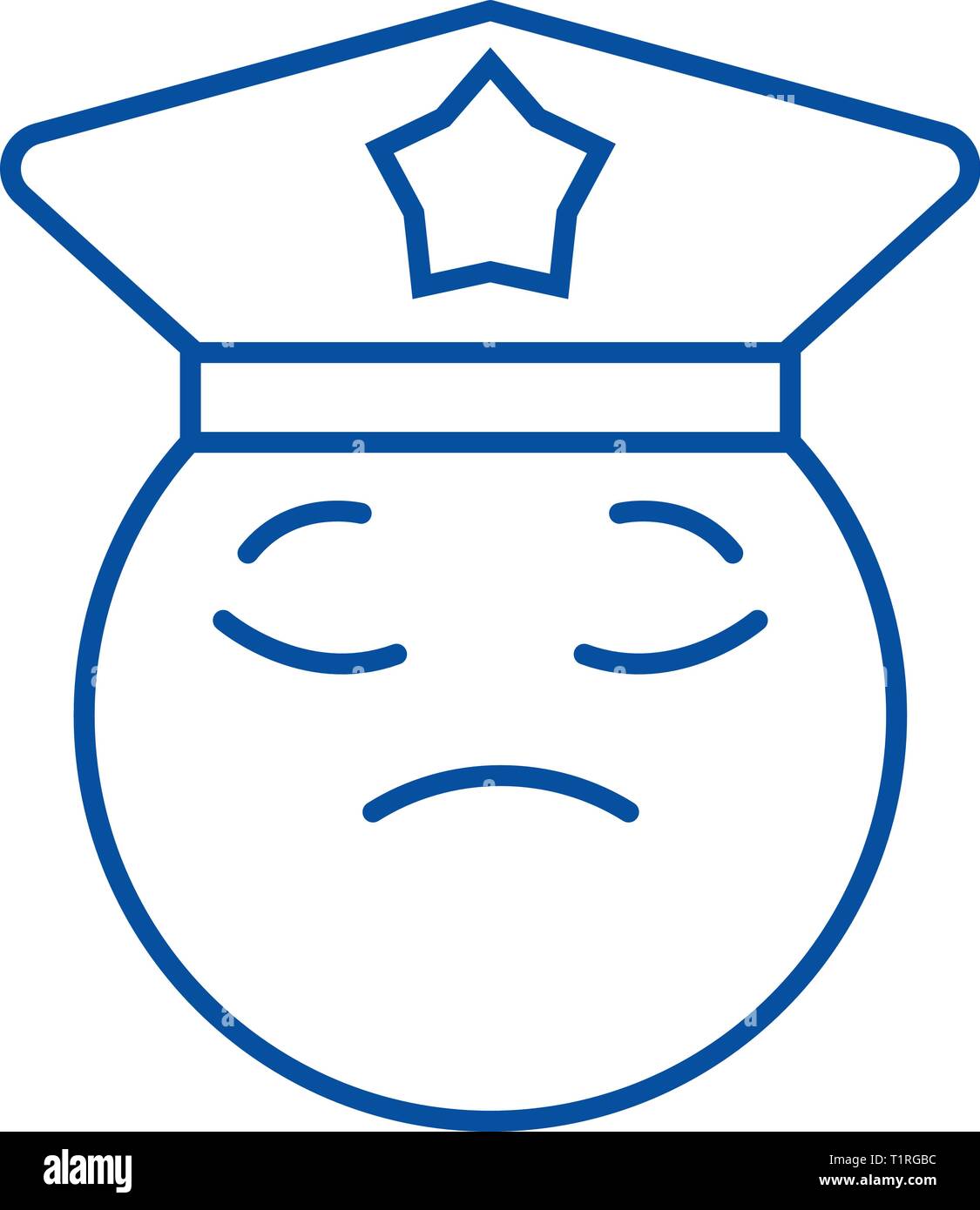 Polizist emoji Symbol Leitung Konzept. Polizist emoji Flachbild vektor Symbol, Zeichen, umriss Abbildung. Stock Vektor