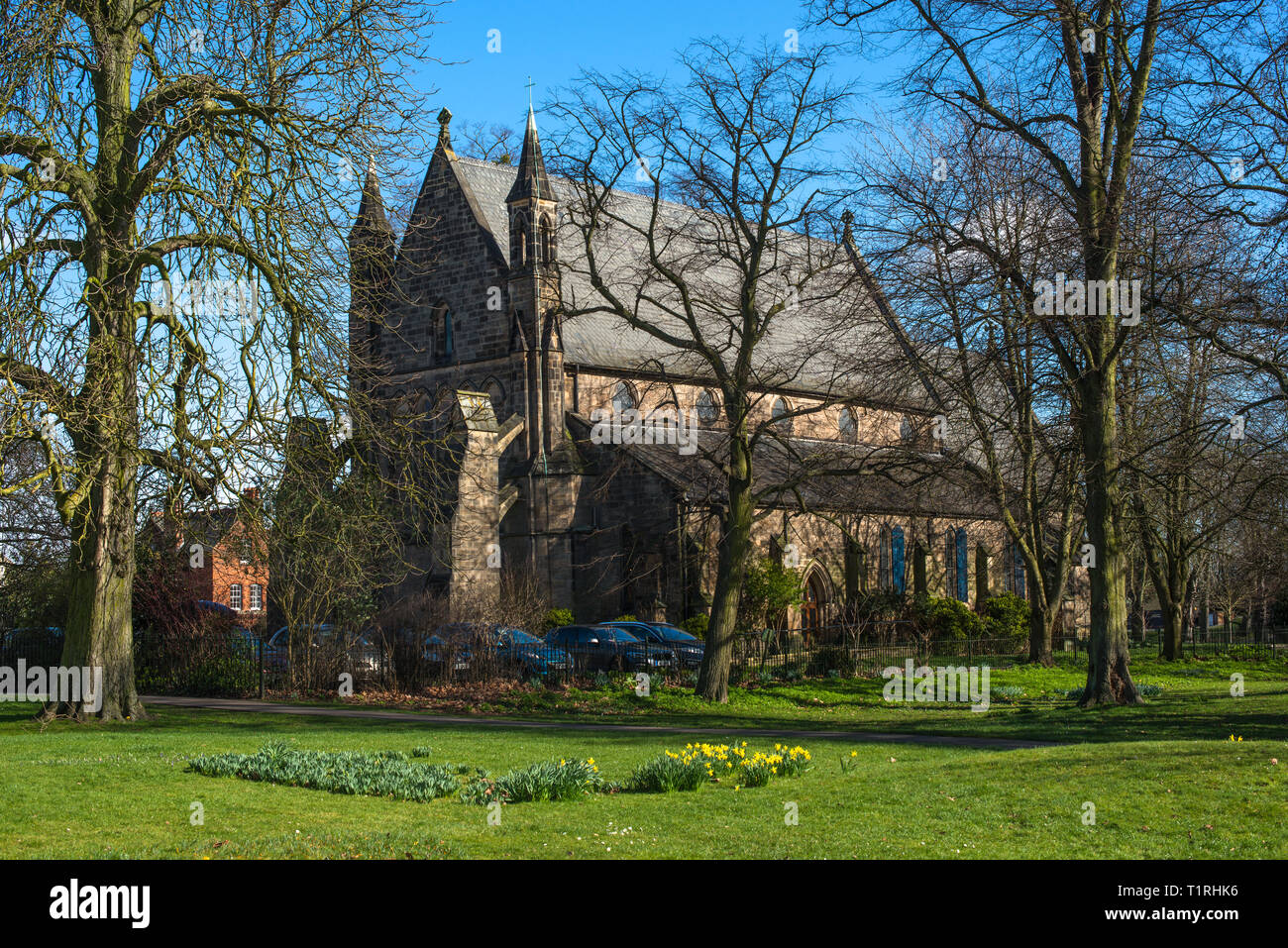 St John's Kirche mit Blick auf die Spaziergänge in Kings Lynn, Norfolk, East Anglia, Großbritannien Stockfoto