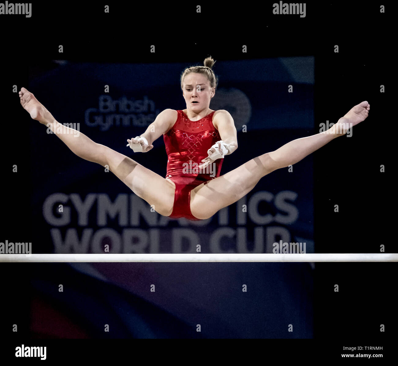 22.03.2019. Resorts World Arena, Birmingham, England. Die Gymnastik Wm 2019 Riley McCusker (USA) Während der Frauen Training. Stockfoto