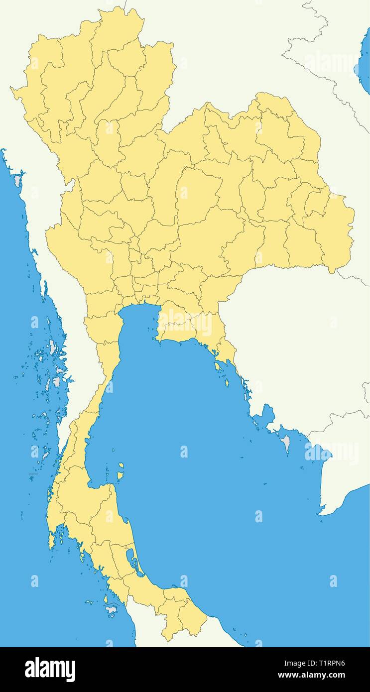 Hohe Qualität Karte von Thailand mit Grenzen der Regionen Stock Vektor