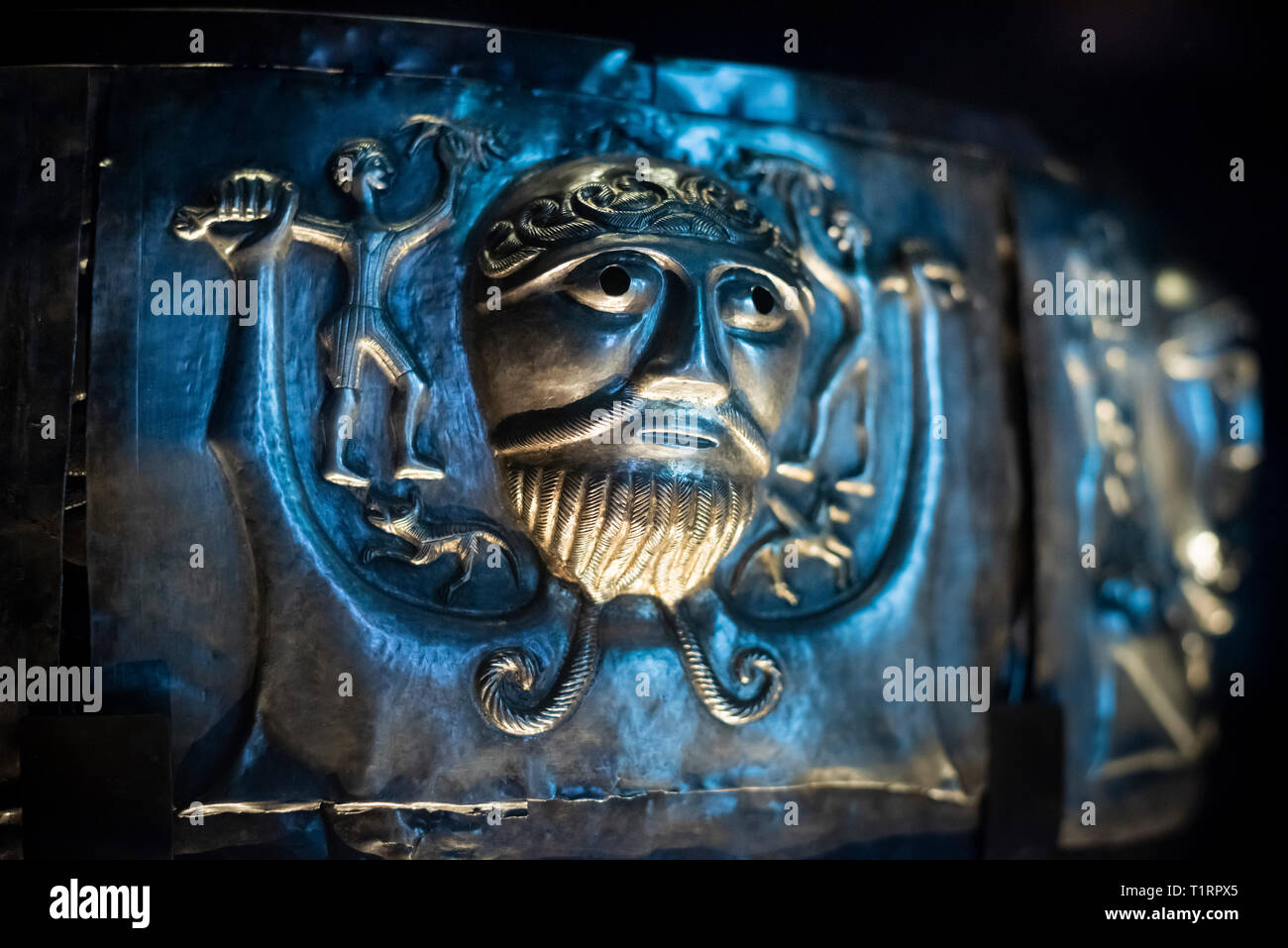 Kopenhagen. Dänemark. Die gundestrup Cauldron, reich verzierte silberne Schale, National Museum von Dänemark. Stockfoto