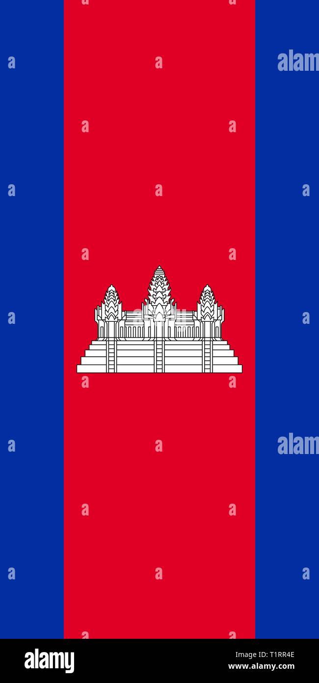 Hängende vertikale Flagge Kambodscha Stock Vektor