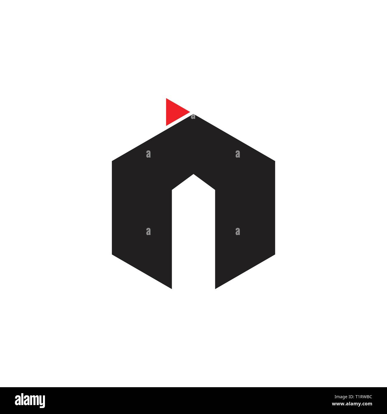 Buchstabe n Sechskant Pfeil geometrische Logo Stock Vektor