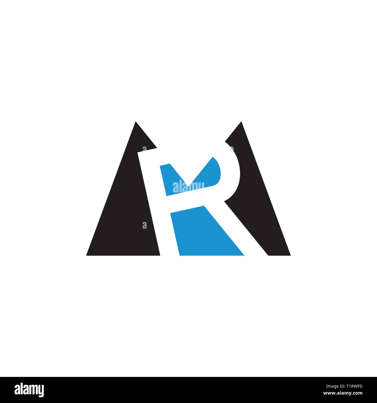 Schreiben von Herrn einfach negativen Raum Dreieck geometrische Logo Stock Vektor