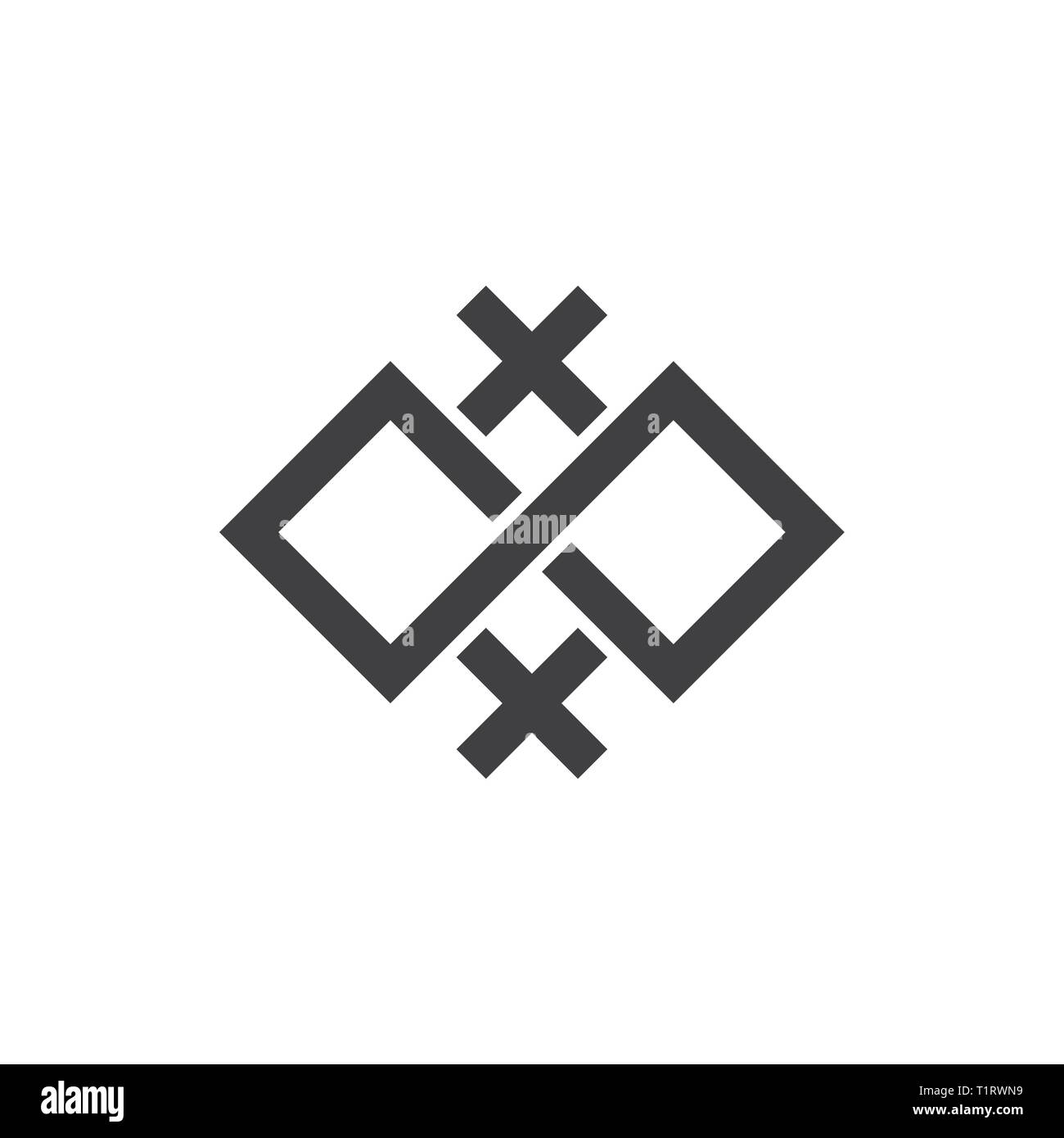 Cross x Infinity line einfache geometrische logo Vektor Stock Vektor