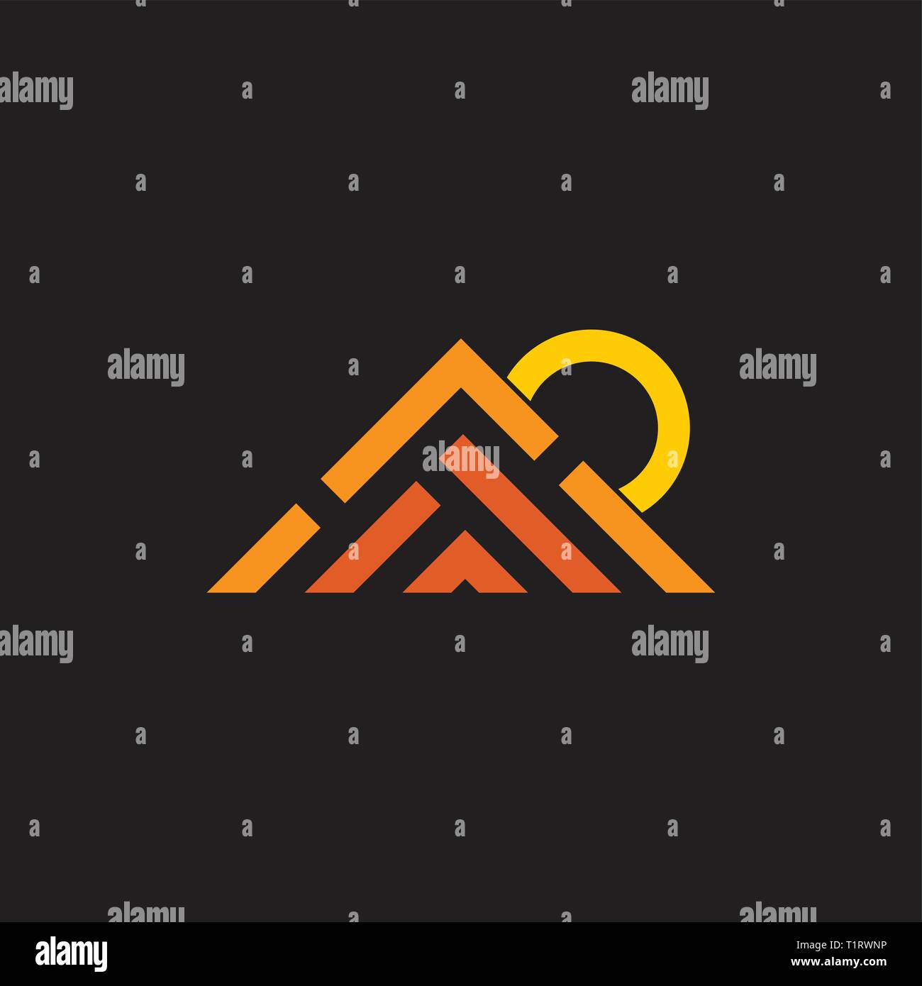 Bunte mountain Sun einfaches Dreieck Streifen geometrische logo Vektor Stock Vektor