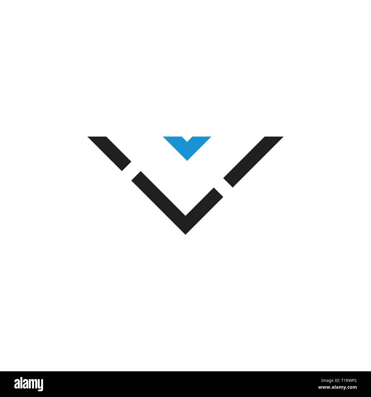 Buchstabe v Einfache streifen Dreieck Linie geometrische Logo Stock Vektor