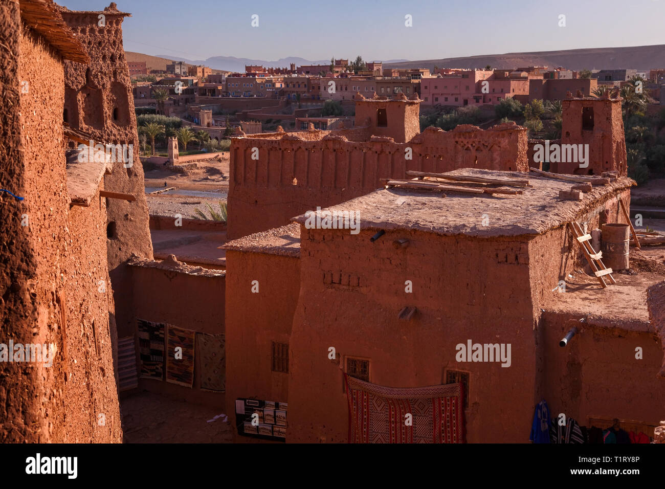 Das Ksar Aït-Ben-Haddou, Aït Benhaddou‌, Ouarzazate Provinz, Drâa-- Tafilalet, Marokko, Afrika. Stockfoto