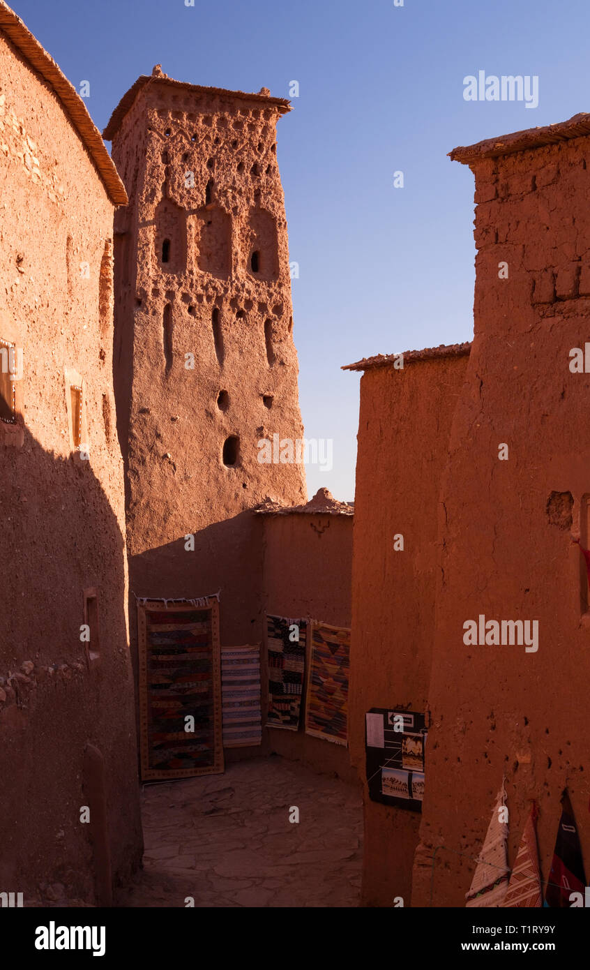 Das Ksar Aït-Ben-Haddou, Aït Benhaddou‌, Ouarzazate Provinz, Drâa-- Tafilalet, Marokko, Afrika. Stockfoto