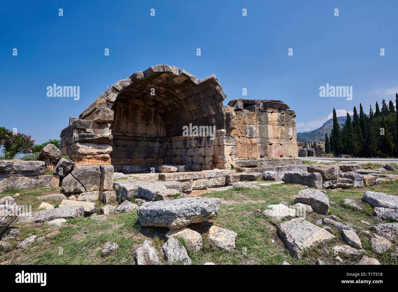 Bild eines Grabes nördlich Nekropole. Hierapolis archäologische Stätte in der Nähe von Pamukkale in der Türkei. Stockfoto