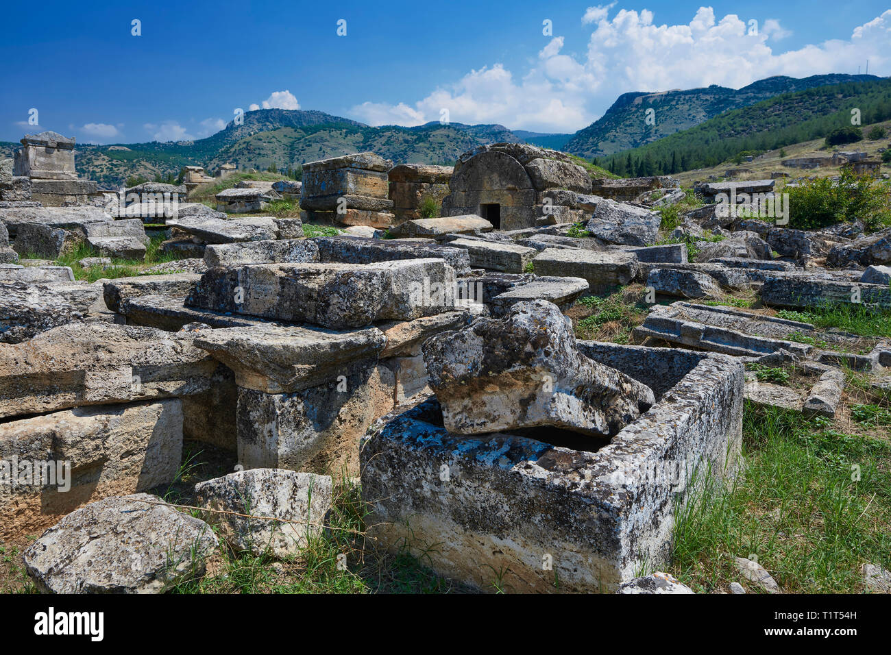 Bild von Gräbern nördlich Nekropole. Hierapolis archäologische Stätte in der Nähe von Pamukkale in der Türkei. Stockfoto