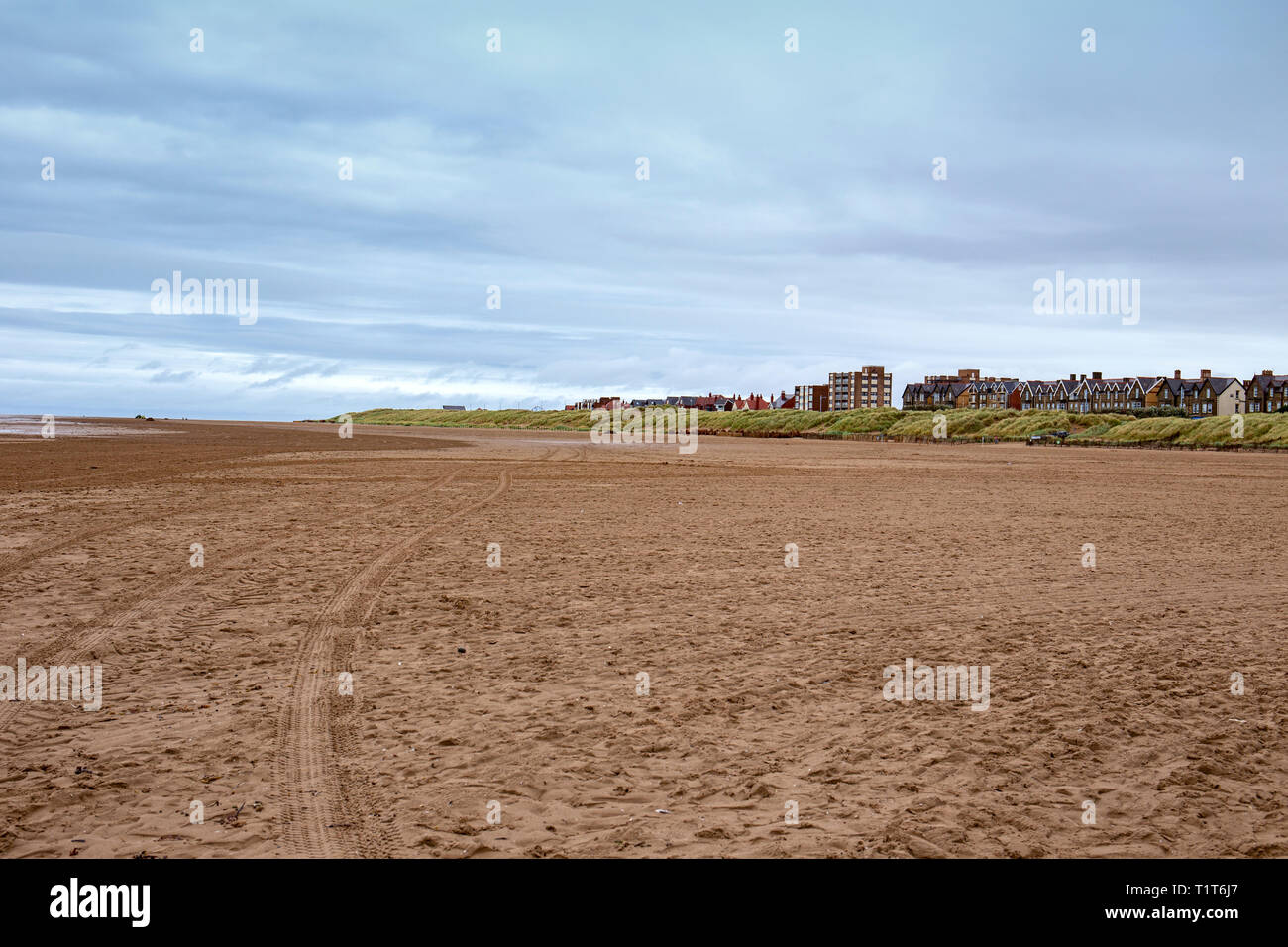 Menschenleeren Strand in Lytham St Annes Lancashire, Großbritannien Stockfoto