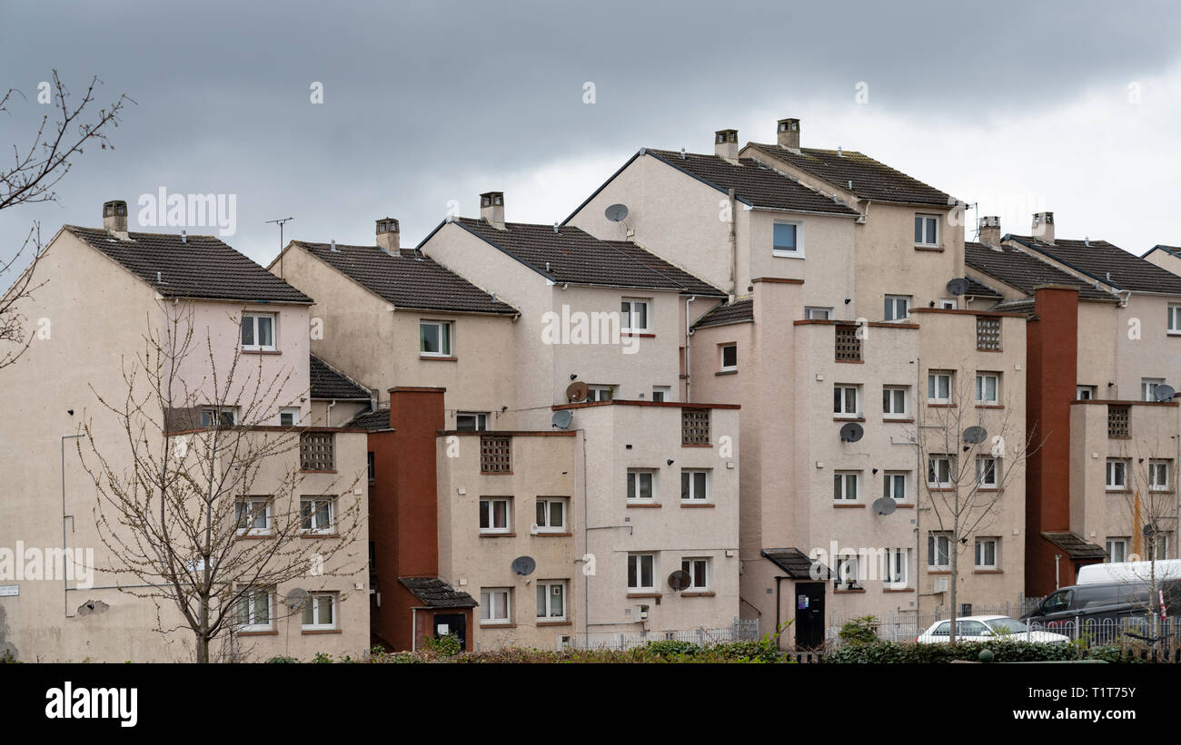 Sozialer Wohnungsbau Immobilien bei Wester Hailes in Edinburgh, Schottland, Großbritannien Stockfoto