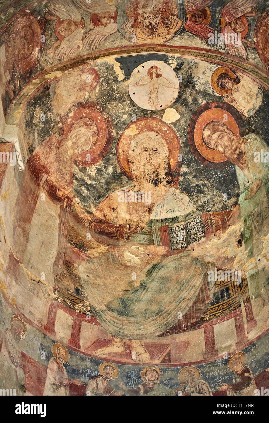 Bild-und-Bild von einem Fresko von Christus Pantokrator in der Altar der Apsis der Jahre georgisch-orthodoxen Kathedrale, 17. Jahrhundert, Shida Karti Region, Ge Stockfoto