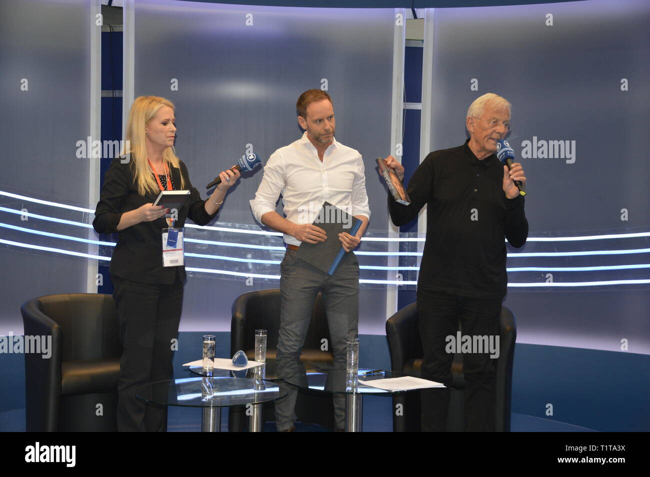 Rolf Becker Julian Weigend evelyn Fischer Buchmesse Leipzig 2303 2019 Photo m Wehnert Stockfoto