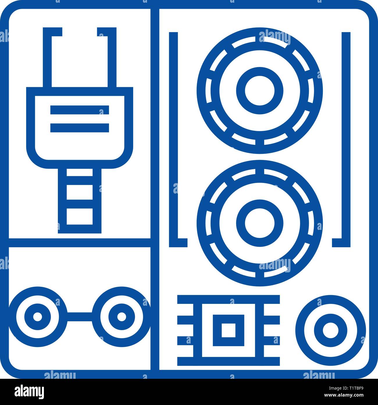 Roboter industrielle kits Symbol Leitung Konzept. Roboter industrielle Kits flachbild Vektor Symbol, Zeichen, umriss Abbildung. Stock Vektor