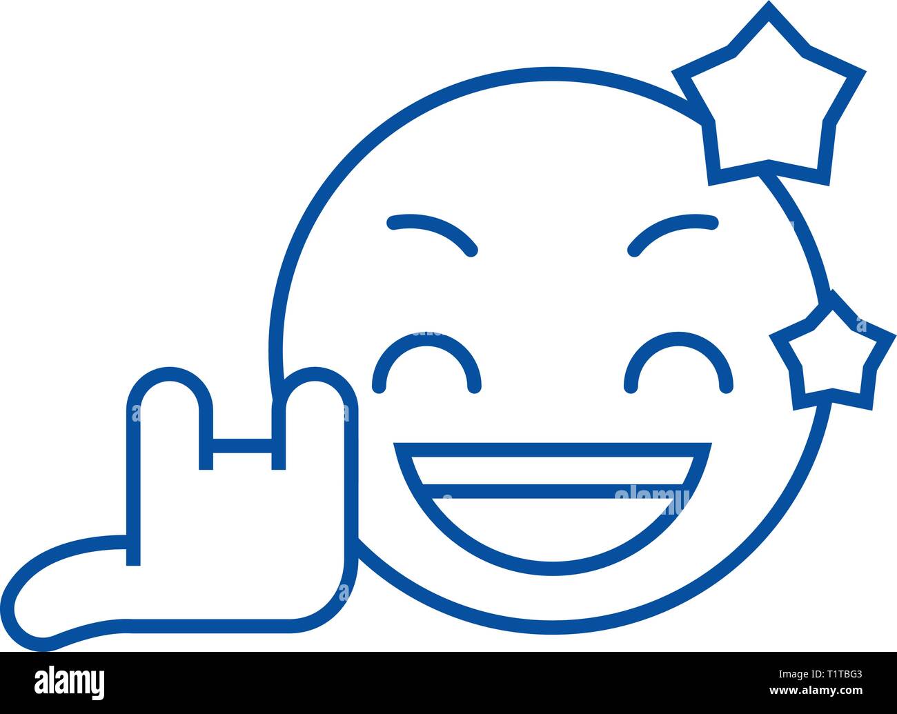 Rock Star emoji Symbol Leitung Konzept. Rock Star emoji Flachbild