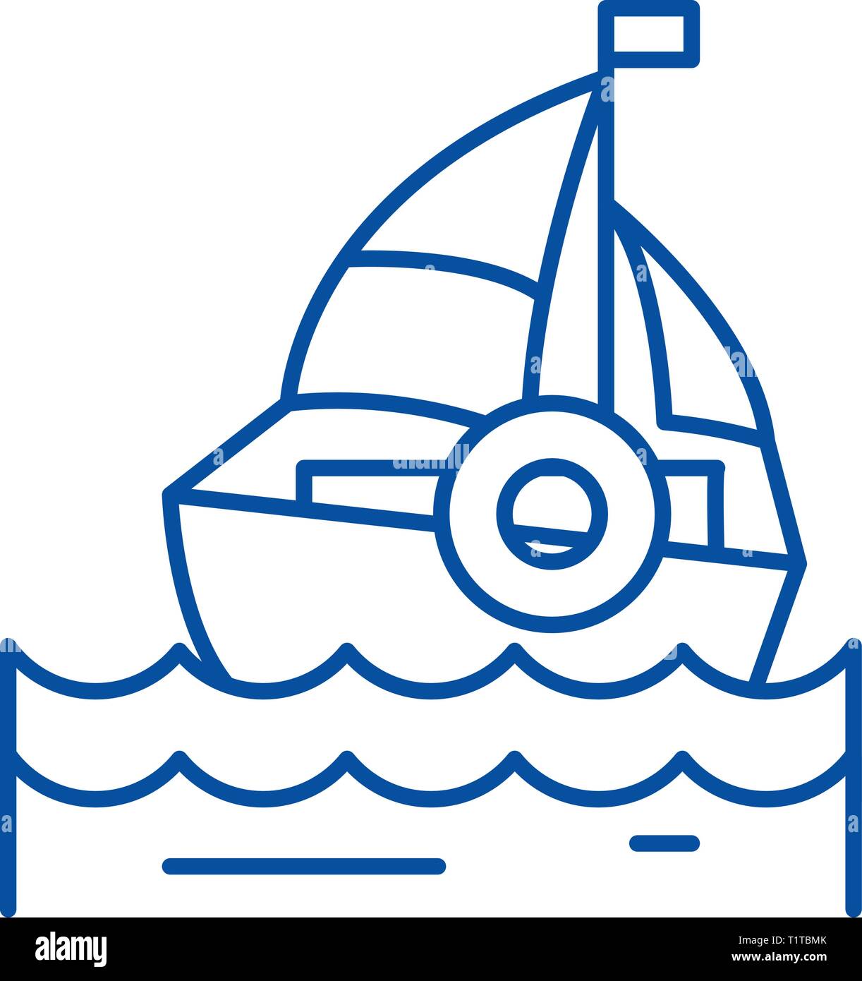 Segeln Symbol Leitung Konzept. Segeln flachbild Vektor Symbol, Zeichen, umriss Abbildung. Stock Vektor