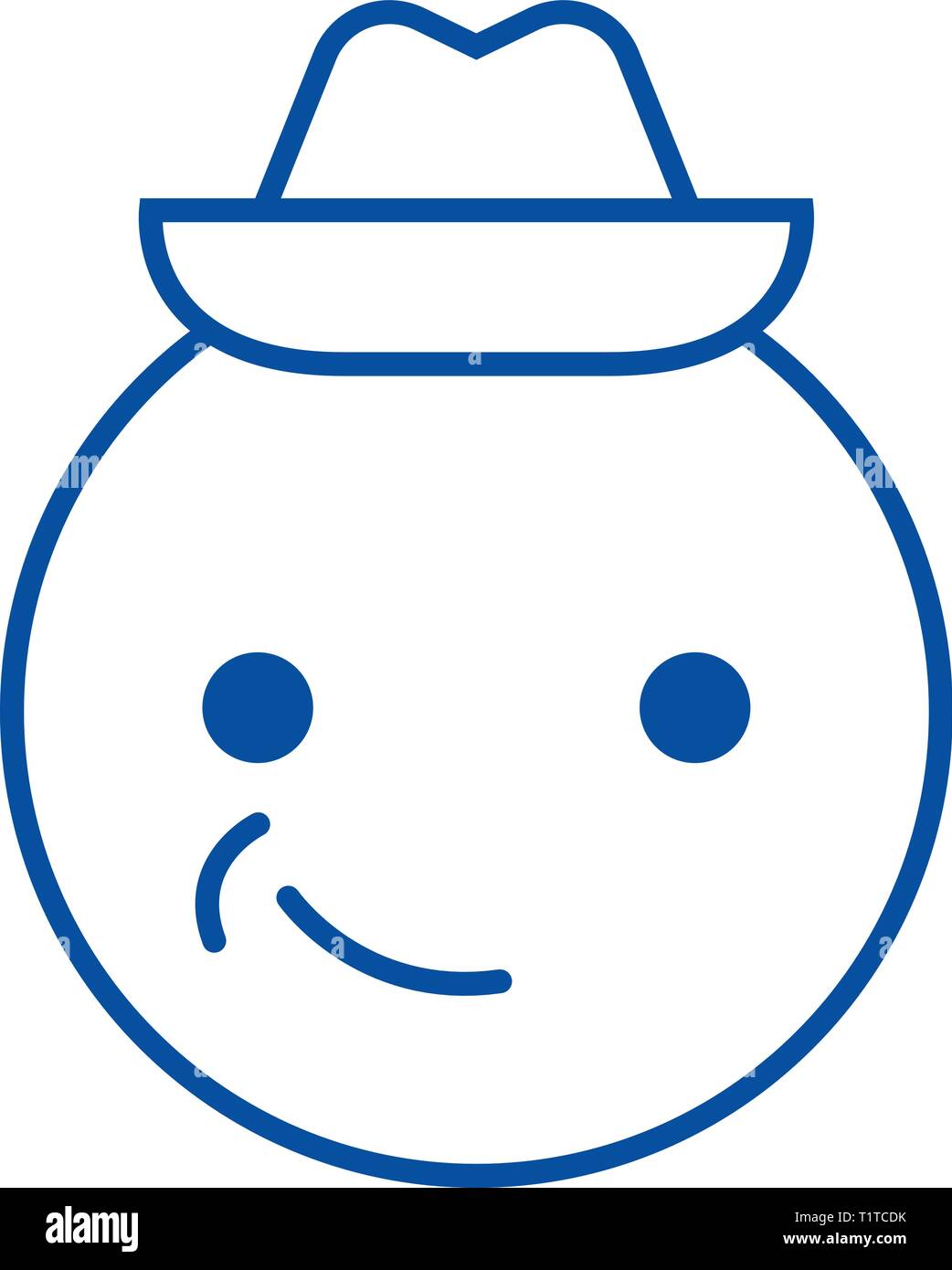 LΓ€chelnd emoji mit Hut emoji Symbol Leitung Konzept. LΓ€chelnd emoji mit ...