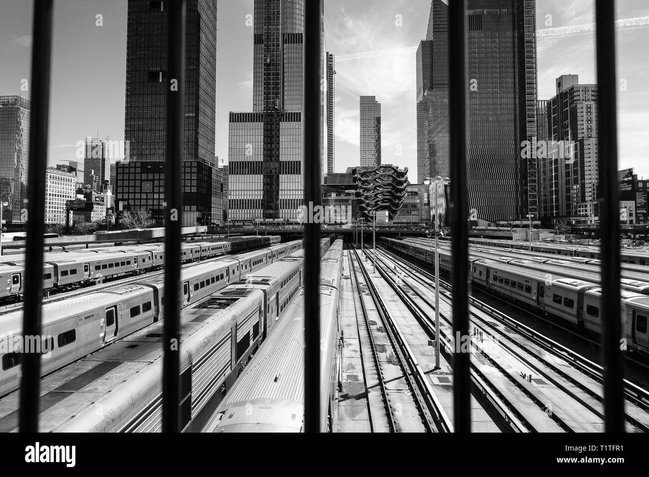 Hudson Yards vom Highline track Gehweg Stockfoto